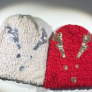BRAND NEW reindeer glitter hats! SUPER SOFT/WARM!!